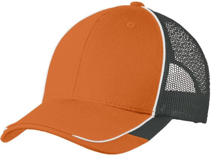 No-Logo CLOSEOUT - Port Authority Colorblock Mesh Back Cap-Headwear-Port Authority-Flare Orange/White/Magnet-OSFA-Thread Logic