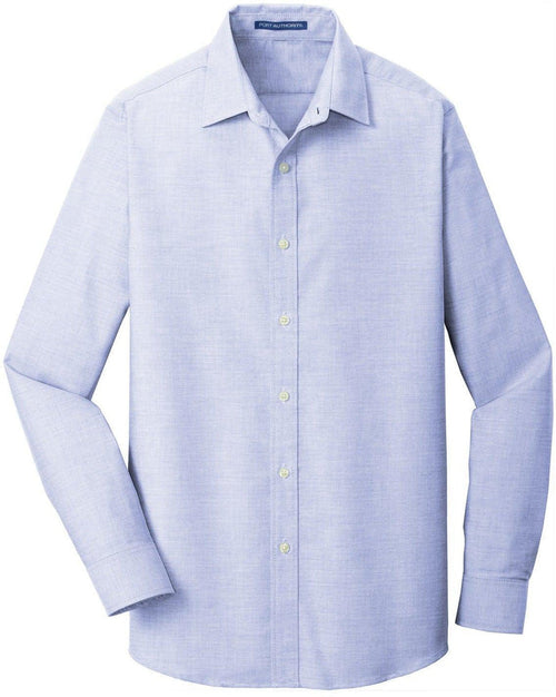 No-Logo CLOSEOUT - Port Authority Slim Fit SuperPro Oxford Shirt-Dress Shirts-Port Authority-Oxford Blue-XS-Thread Logic
