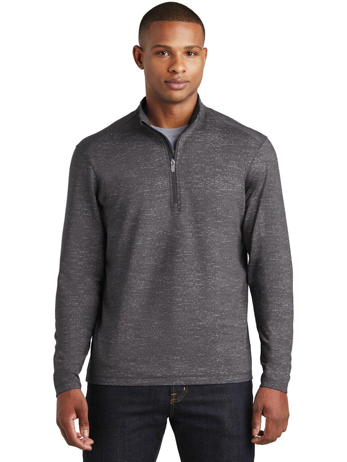 No-Logo CLOSEOUT - Sport-Tek Sport-Wick Stretch Reflective Heather 1/2-Zip Pullover-Quarter Zips-Sport-Tek-Charcoal Grey-S-Thread Logic