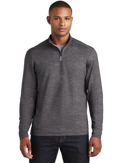 No-Logo CLOSEOUT - Sport-Tek Sport-Wick Stretch Reflective Heather 1/2-Zip Pullover-Quarter Zips-Sport-Tek-Charcoal Grey-S-Thread Logic