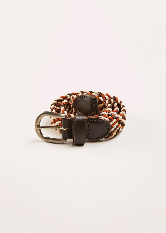 Contrast Leather Braided Belt in Brown (XS-S) BELTS from Pepa London