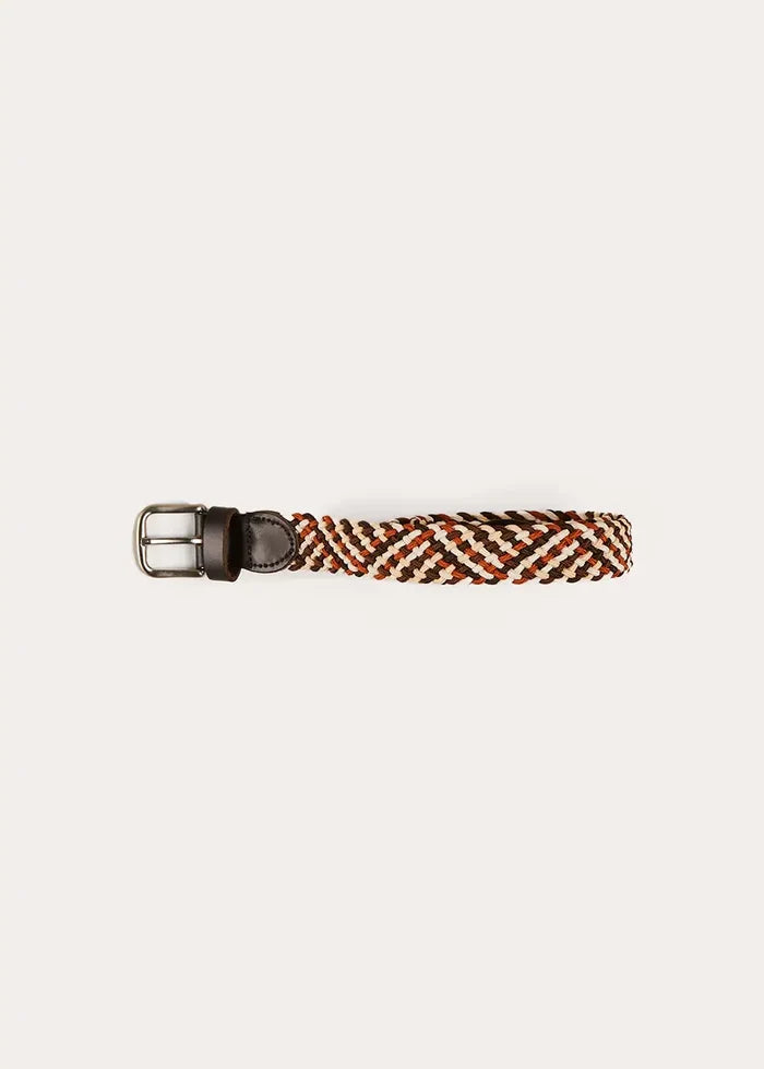 Contrast Leather Braided Belt in Brown (XS-S) BELTS from Pepa London