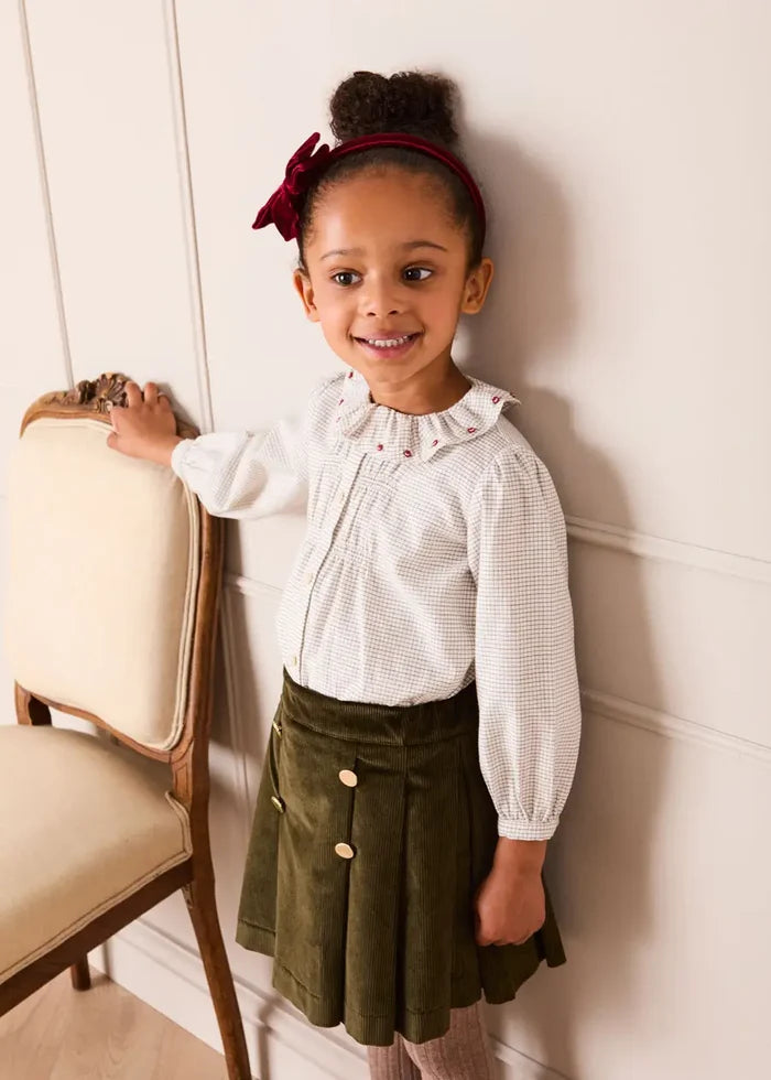 Corduroy Button Detail Skirt in Green (4-12yrs) SKIRTS from Pepa London