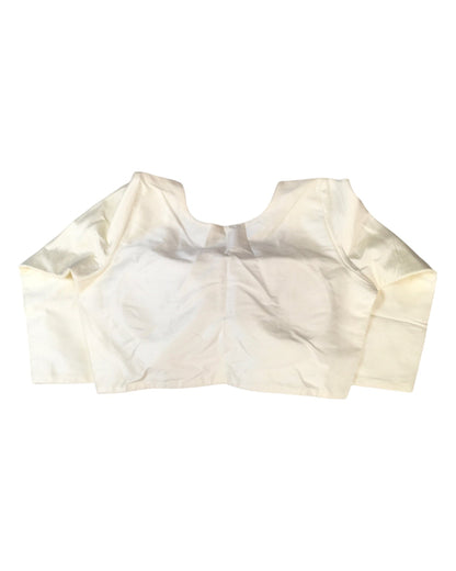 Cream - Silky Saree blouse with cups,  Long Sleeves, High Back - 42" - UK Stock - Quick Delivery - RNK - R231F-A