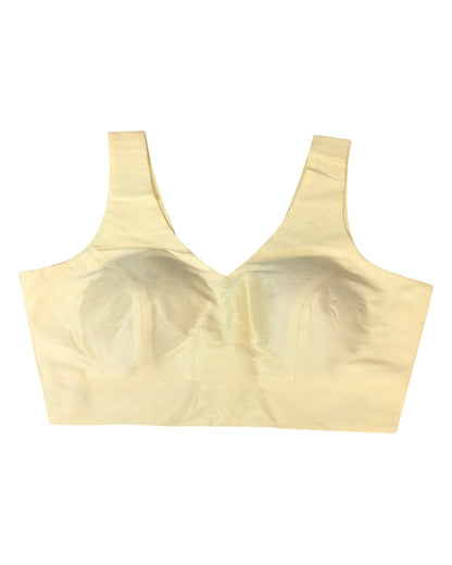 Cream - Silky Saree blouse with cups,  Sleeveless - 42" - UK Stock - Quick Delivery - RNK - R722A-KY