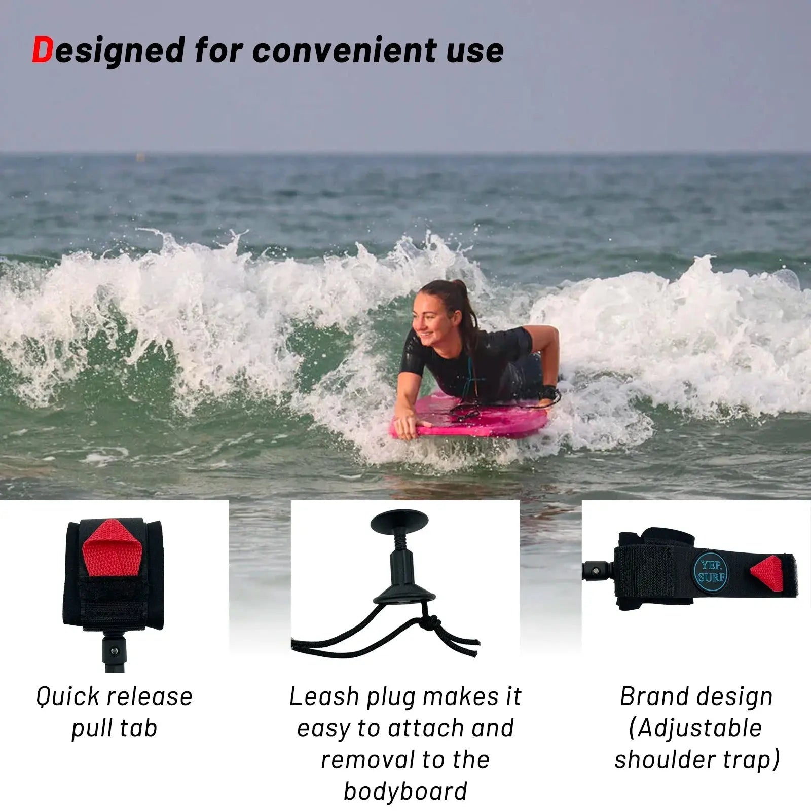 Customized Bodyboard Leash Surfboard 5ft5mm Coil Leash Wrist Cuff Leash Wave Board Premium TPU Rope for Wrist Bicep Surf Shop