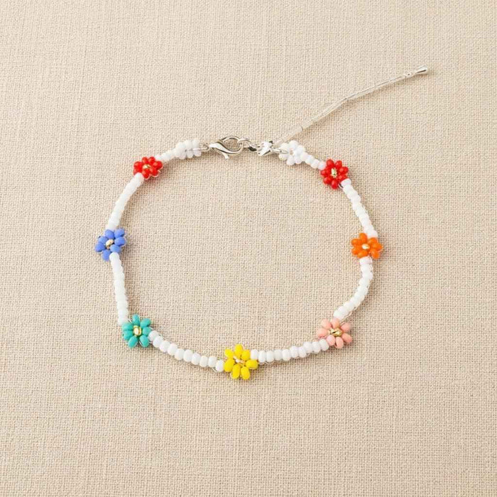 Daisy Seed Bead Flower Boho Bracelet - Guatemala