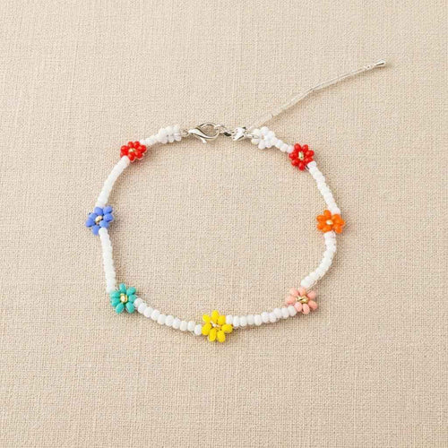 Daisy Seed Bead Flower Boho Bracelet - Guatemala