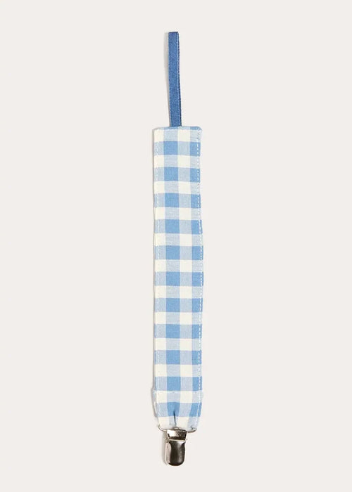 Darby Gingham Dummy Clip in Blue ACCESSORIES from Pepa London