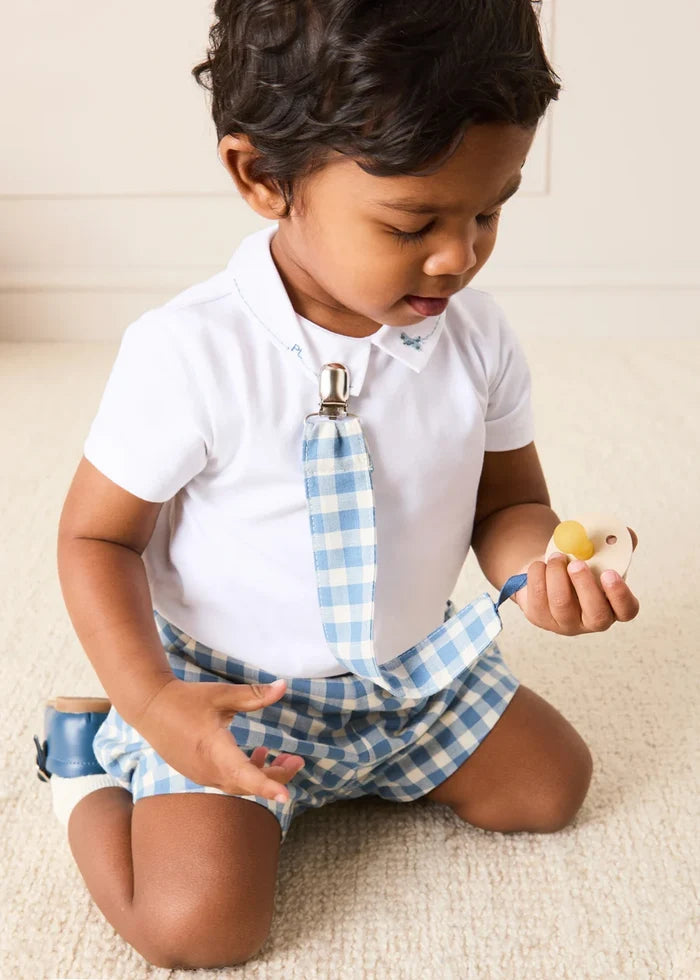 Darby Gingham Dummy Clip in Blue ACCESSORIES from Pepa London