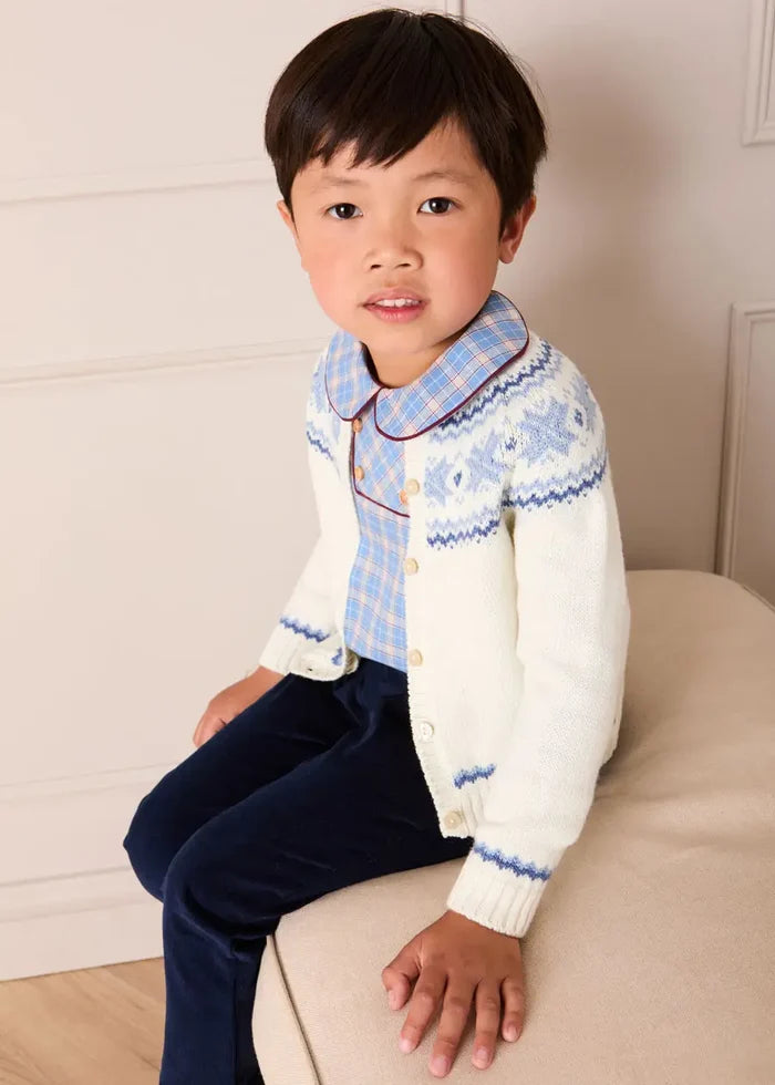 Denby Check Double Breasted Long Sleeve Shirt in Blue (12mths-4yrs) SHIRTS from Pepa London
