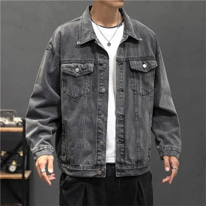 Denim Jacket Men Fashion Hole Retro Motorcyle Basic Coat Men Streetwear Bomber Denim Jacket Cowboy Men's Jacket Casual Coats