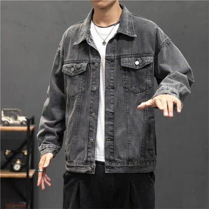 Denim Jacket Men Fashion Hole Retro Motorcyle Basic Coat Men Streetwear Bomber Denim Jacket Cowboy Men's Jacket Casual Coats