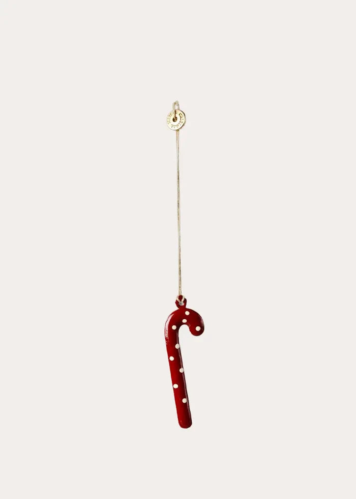 Dot Metal Candy Cane Ornament in Red from Pepa London