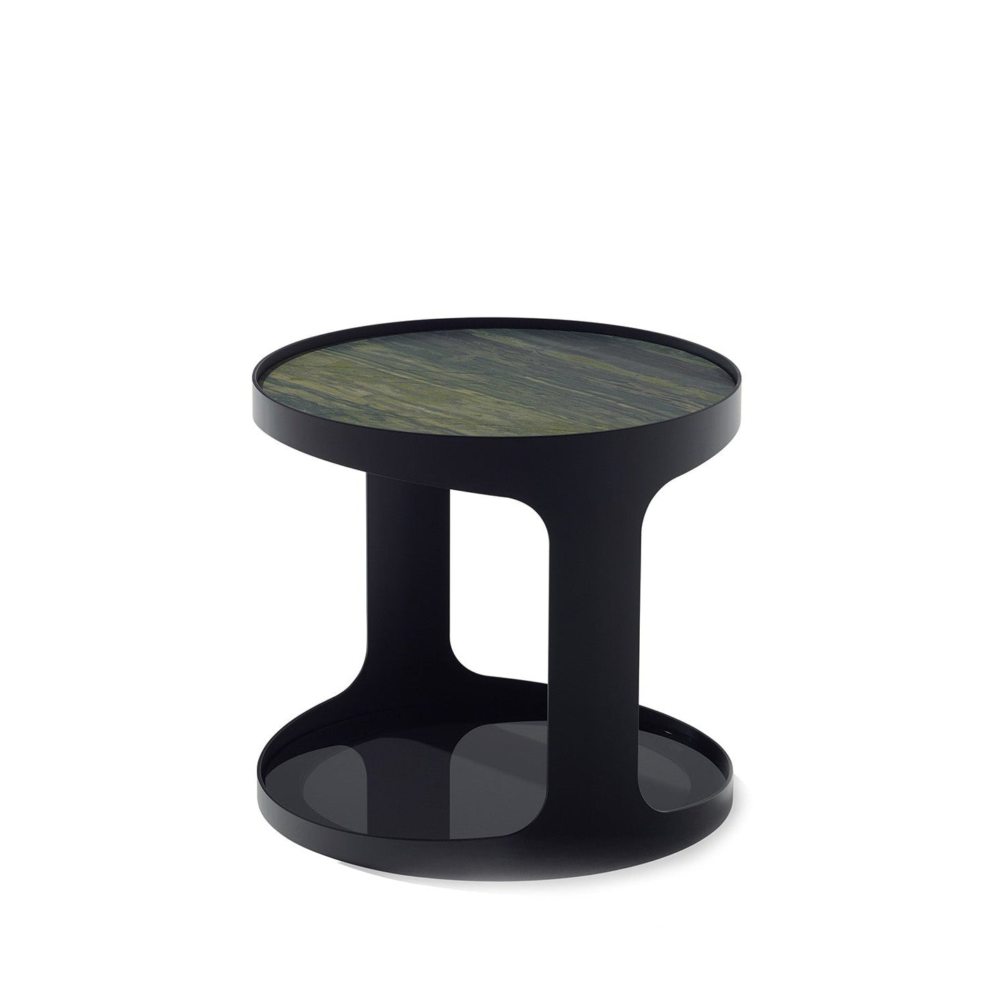 draenert | colin side table | verde bamboo stone + grey glass + black frame
