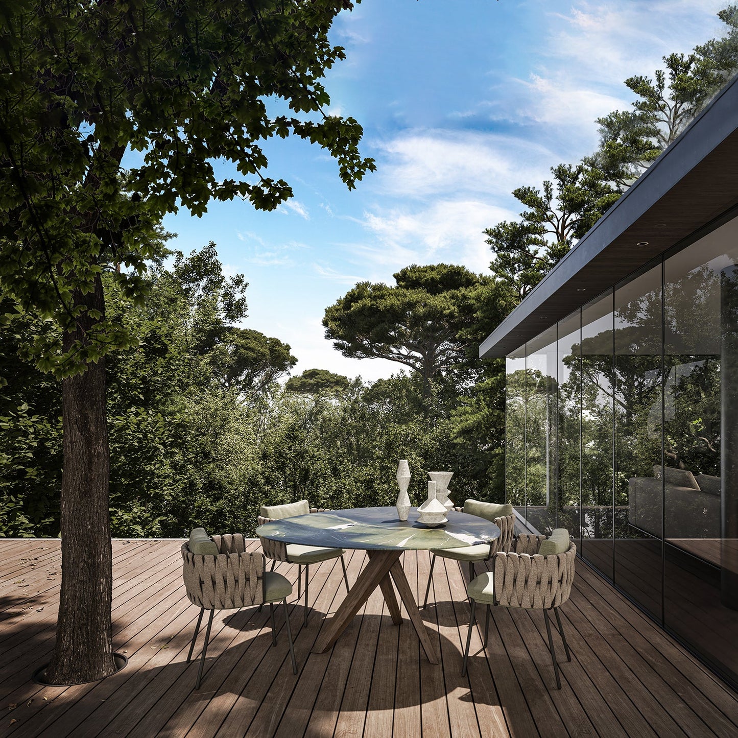 draenert | trilope indoor-outdoor dining table | carrara marble stone 120cm