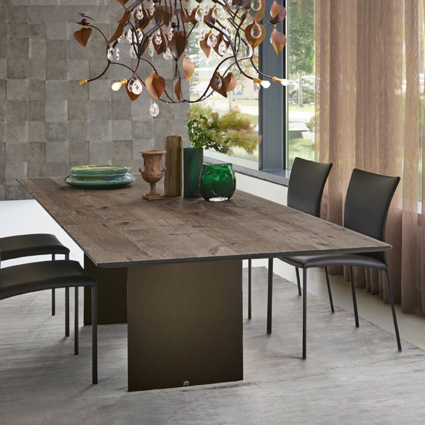 draenert | atlas table | swivel extension | belvedere stone + black base 200/280x105cm