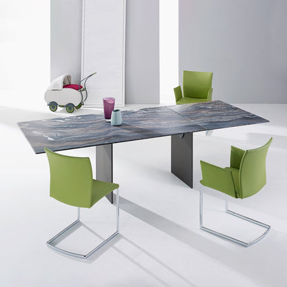 draenert | atlas table | swivel extension | belvedere stone + black base 200/280x105cm
