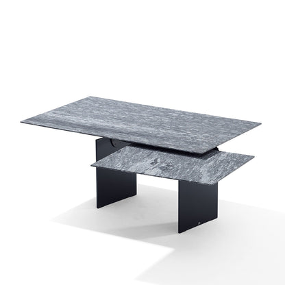 draenert | atlas table | swivel extension | belvedere stone + black base 200/280x105cm