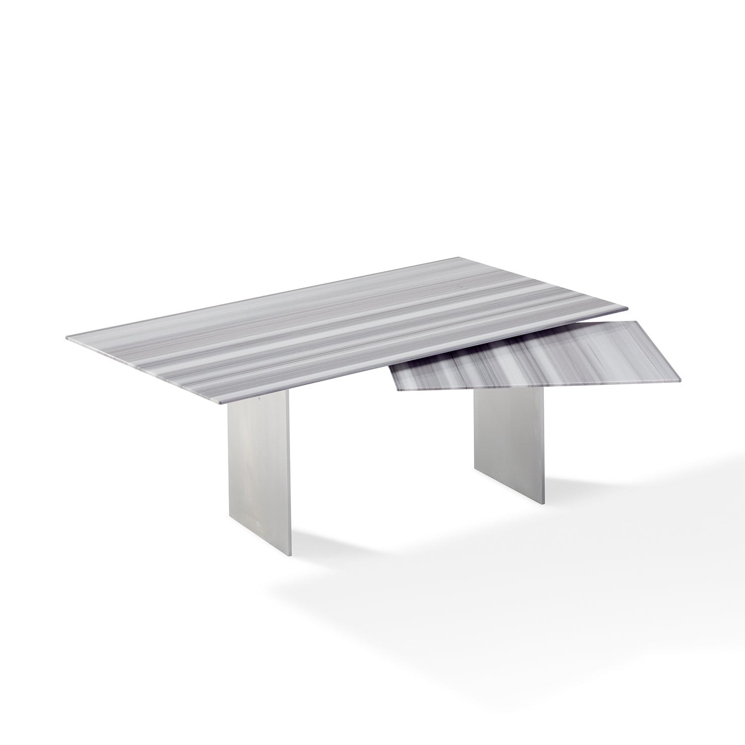 draenert | atlas table | swivel extension | belvedere stone + black base 200/280x105cm