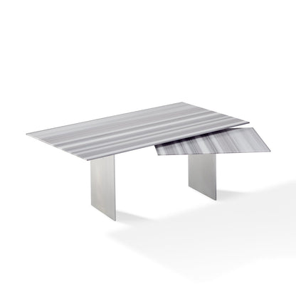 draenert | atlas table | swivel extension | belvedere stone + black base 200/280x105cm