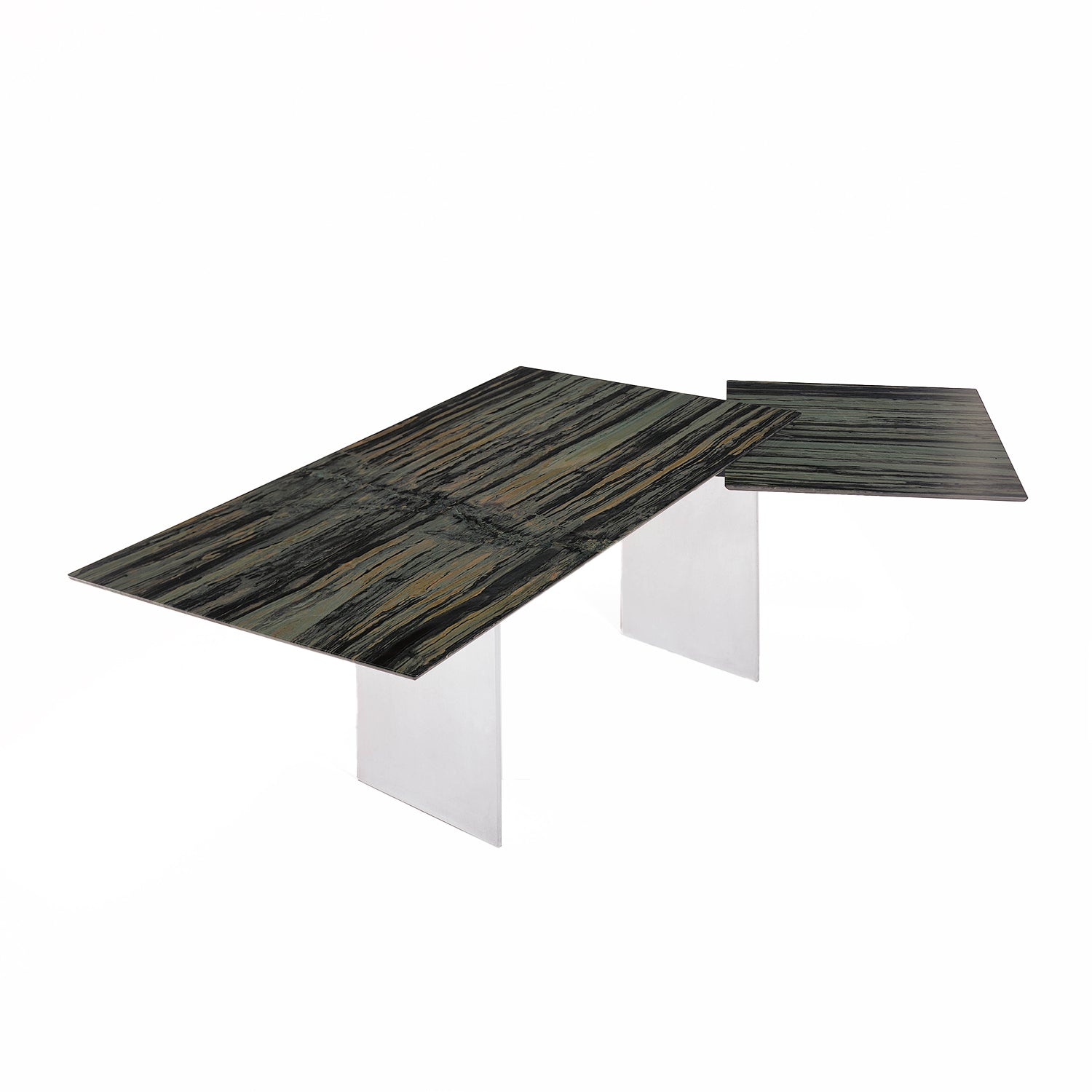 draenert | atlas table | swivel extension | belvedere stone + black base 200/280x105cm