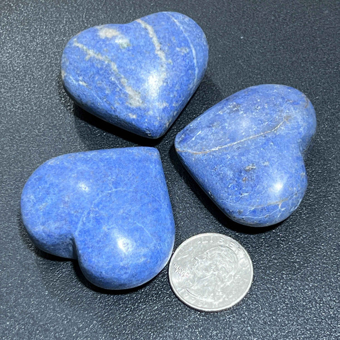 Dumortierite (Blue Moon Quartz) Puffy Heart Polished Crystal Carving