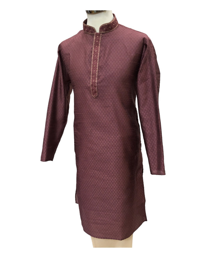 Dusty Pink - Cotton Silky Self Brocade Mens Kurta Set - Sangeet Mehendi Haldi - KCS1173 KK 1123