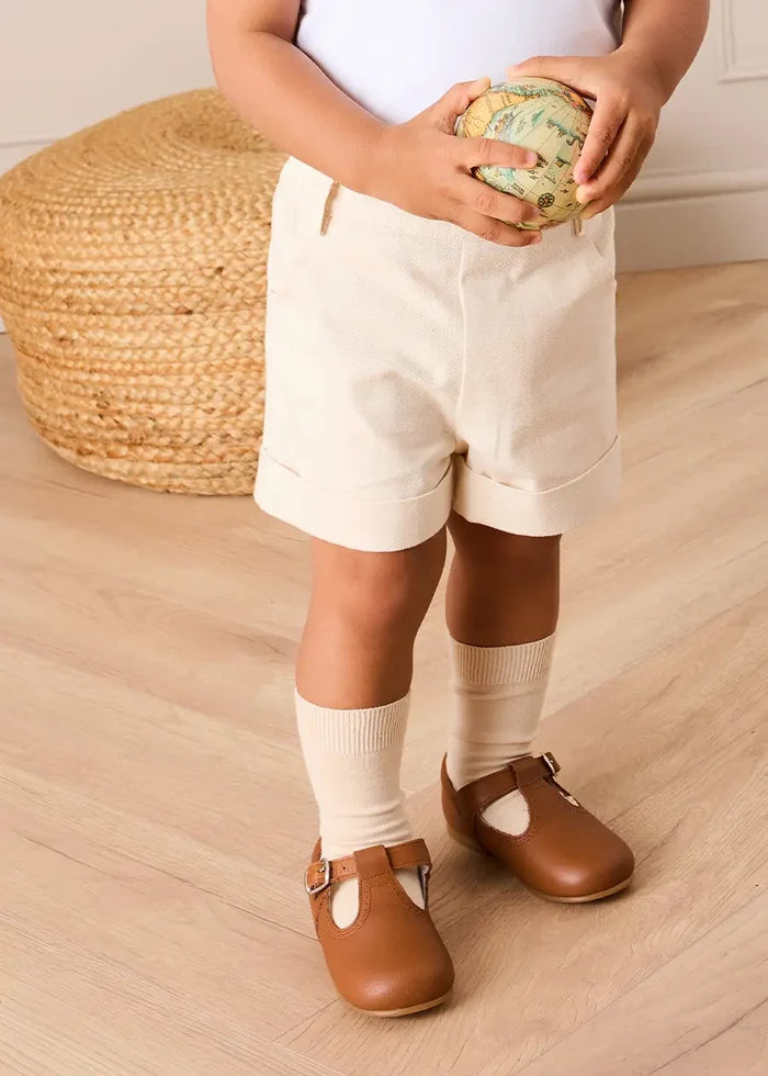 Elasticated Waist Shorts in Cream (12mths-4yrs) SHORTS from Pepa London