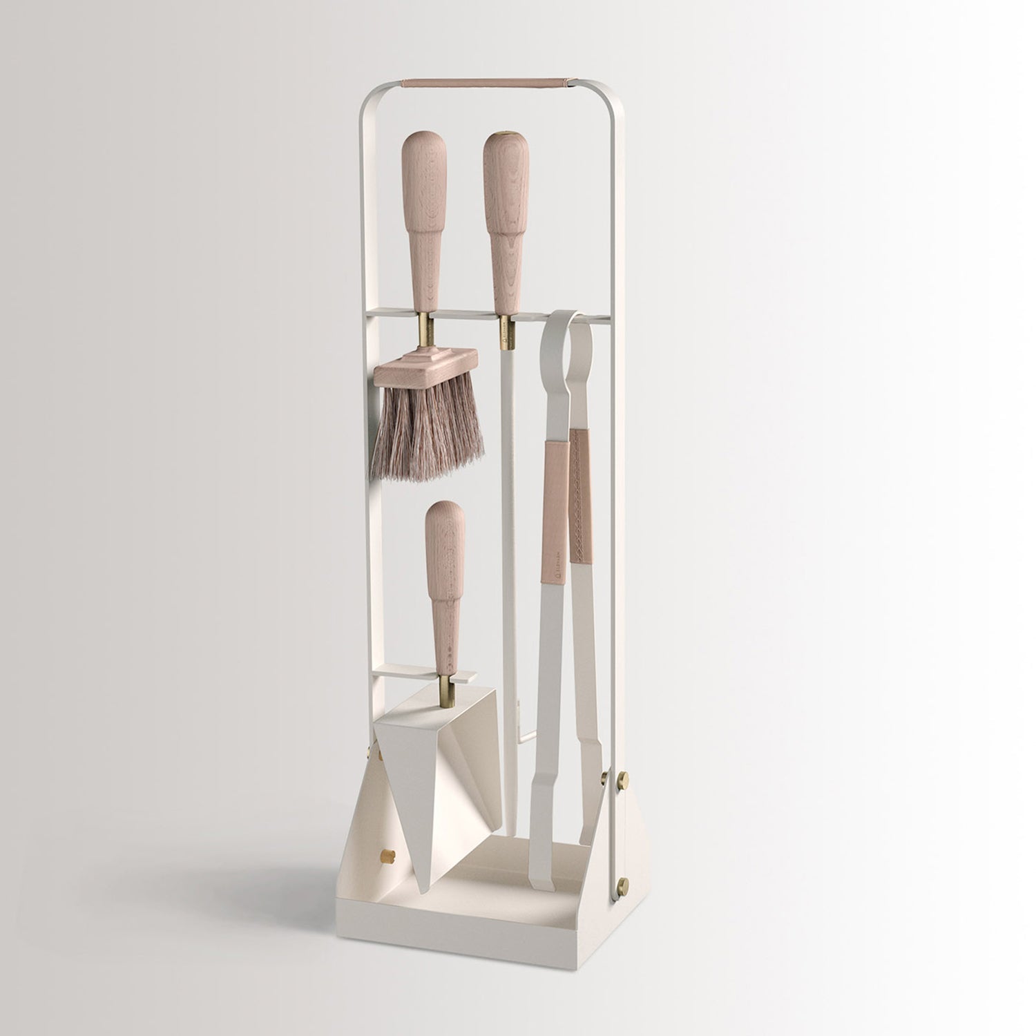 eldvarm | emma fire companion set with leather | blanc