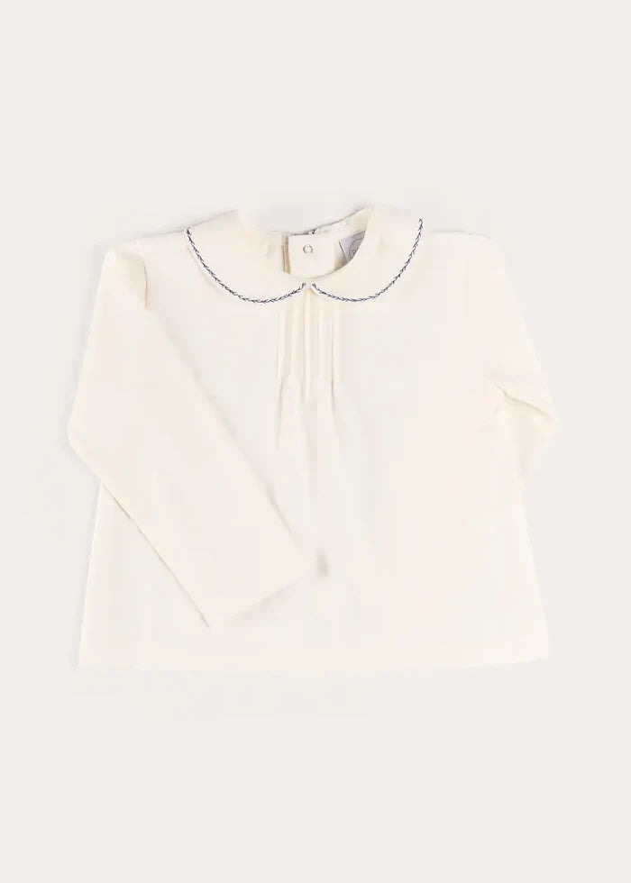 Embroidered Peter Pan Collar Top in Blue (18mths-5yrs) TOPS & BODYSUITS from Pepa London