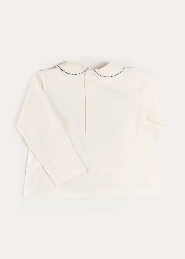 Embroidered Peter Pan Collar Top in Blue (18mths-5yrs) TOPS & BODYSUITS from Pepa London