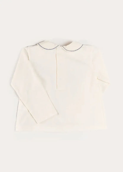 Embroidered Peter Pan Collar Top in Blue (18mths-5yrs) TOPS & BODYSUITS from Pepa London