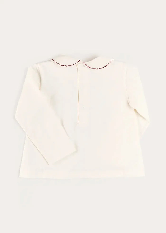 Embroidered Peter Pan Collar Top in Burgundy (18mths-5yrs) TOPS & BODYSUITS from Pepa London