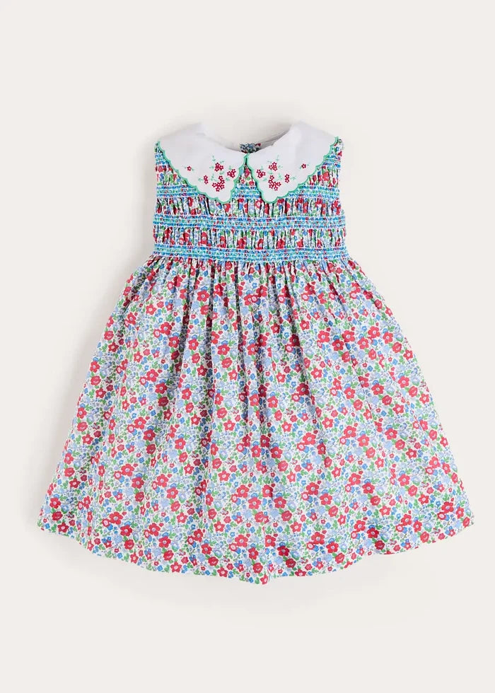 Emilia Floral Embroidered Collar Sleeveless Dress in Red (12mths- 10yrs) DRESSES from Pepa London