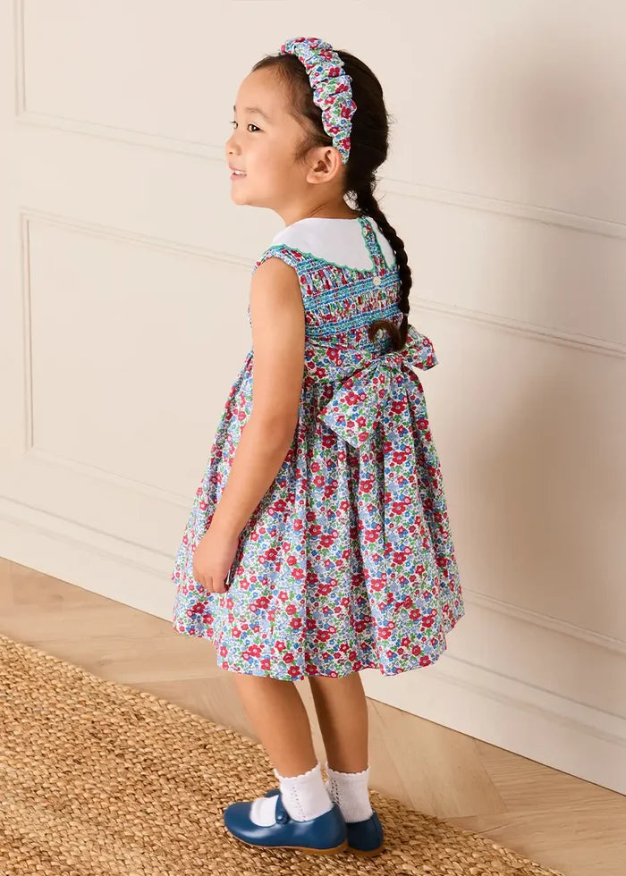 Emilia Floral Embroidered Collar Sleeveless Dress in Red (12mths- 10yrs) DRESSES from Pepa London