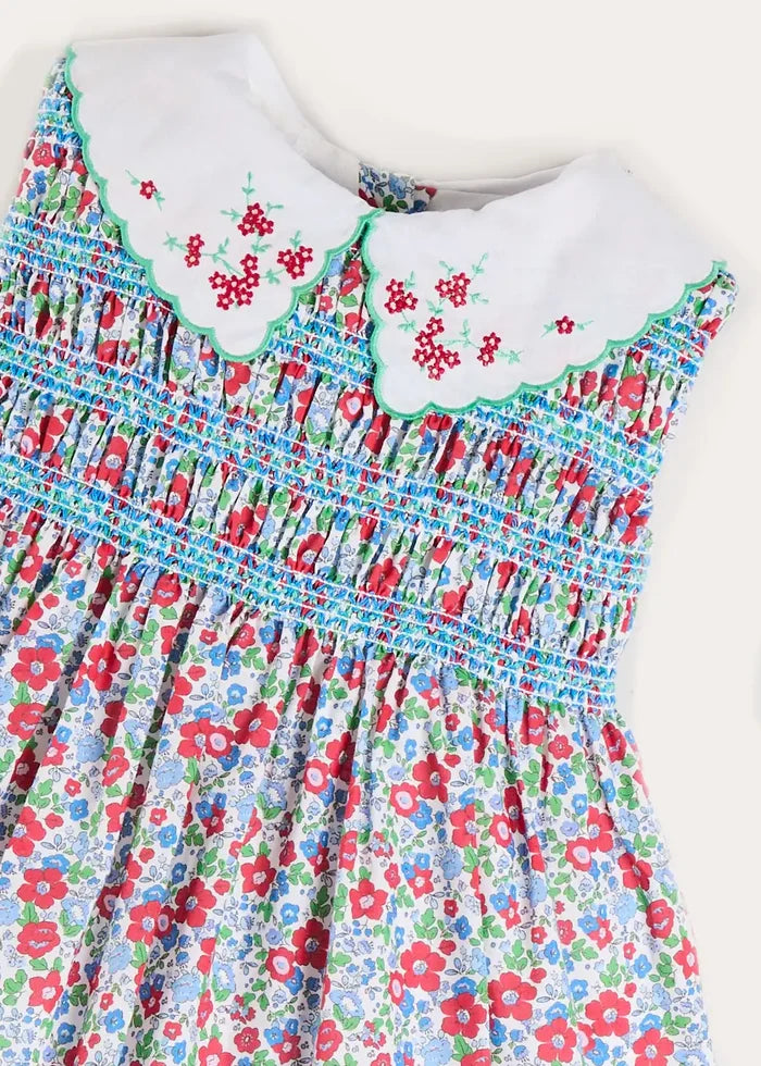 Emilia Floral Embroidered Collar Sleeveless Dress in Red (12mths- 10yrs) DRESSES from Pepa London