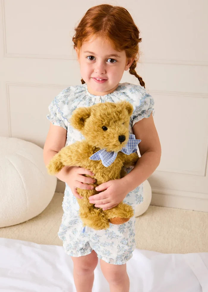 Esme Floral Swiss Voile Scallop Collar Pyjamas in Blue (18mths- 10yrs) NIGHTWEAR from Pepa London