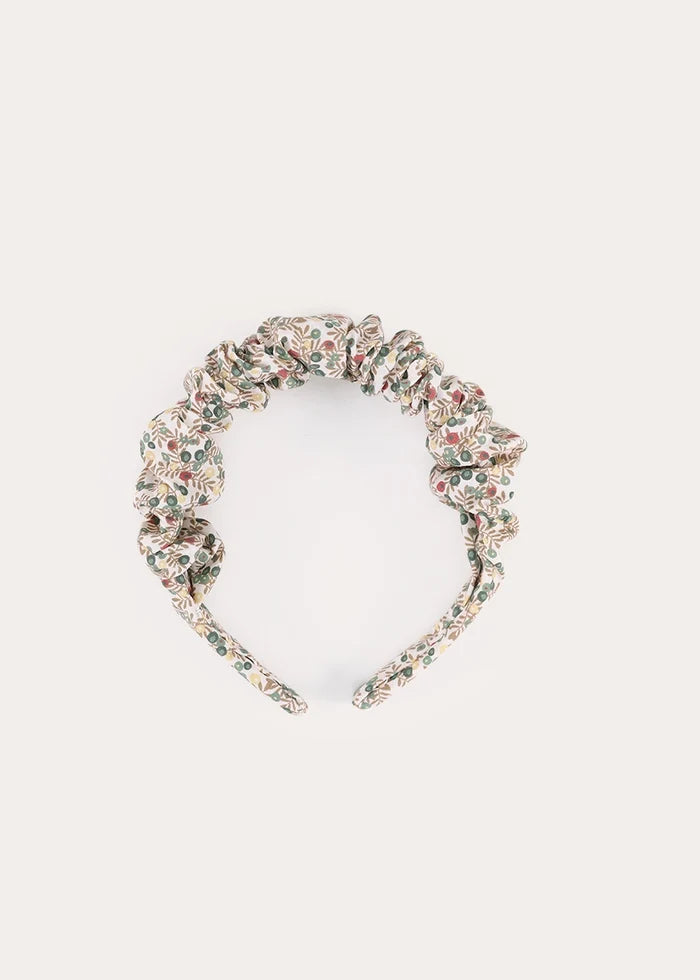 Evelyn Floral Scrunchie Hairband in Green Hair Accessories from Pepa London