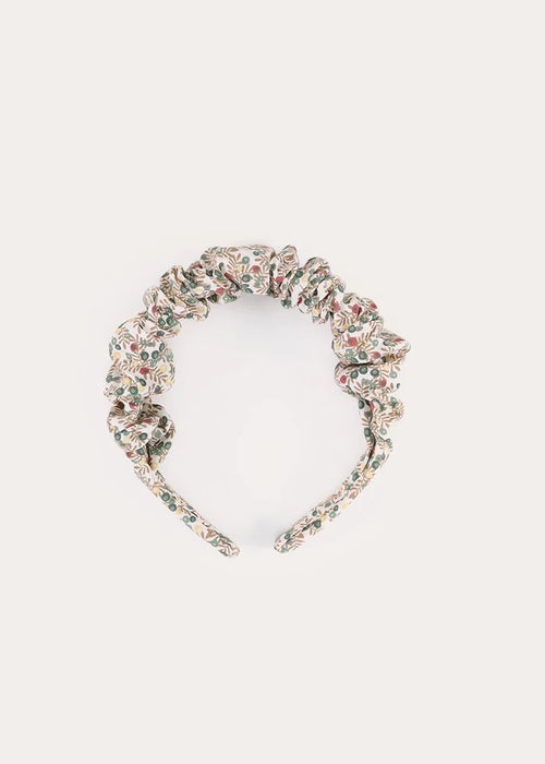 Evelyn Floral Scrunchie Hairband in Green Hair Accessories from Pepa London