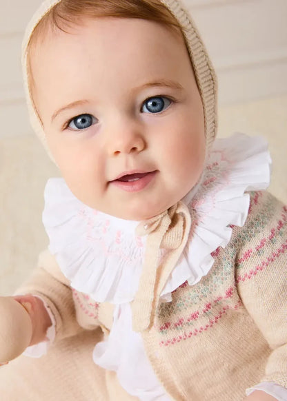 Fair Isle Jacquard Knitted Set in Beige (1mth-12mths) KNITTED SETS from Pepa London