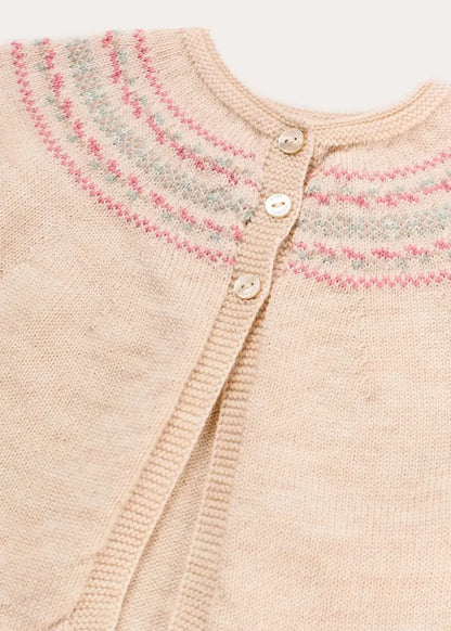 Fair Isle Jacquard Knitted Set in Beige (1mth-12mths) KNITTED SETS from Pepa London