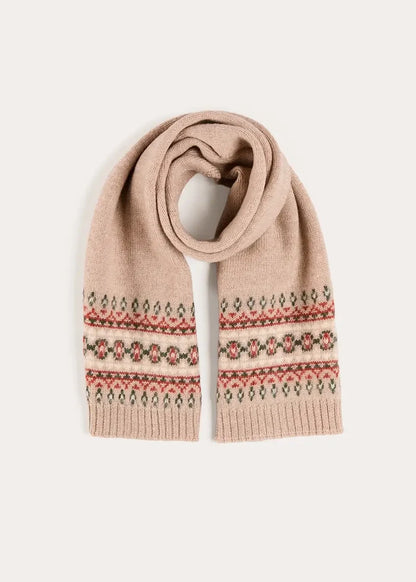 Fair Isle Knitted Scarf in Camel KNITTED ACCESSORIES from Pepa London