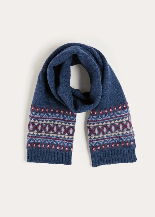 Fair Isle Knitted Scarf in Navy KNITTED ACCESSORIES from Pepa London