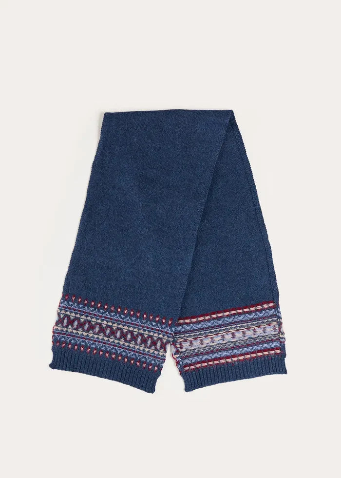 Fair Isle Knitted Scarf in Navy KNITTED ACCESSORIES from Pepa London