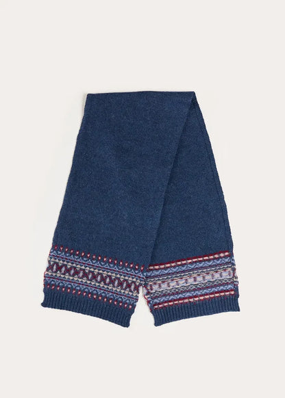 Fair Isle Knitted Scarf in Navy KNITTED ACCESSORIES from Pepa London