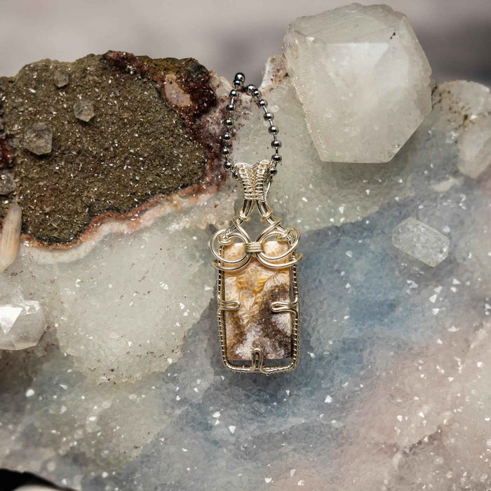 Feather Agate Wire Wrap Pendant