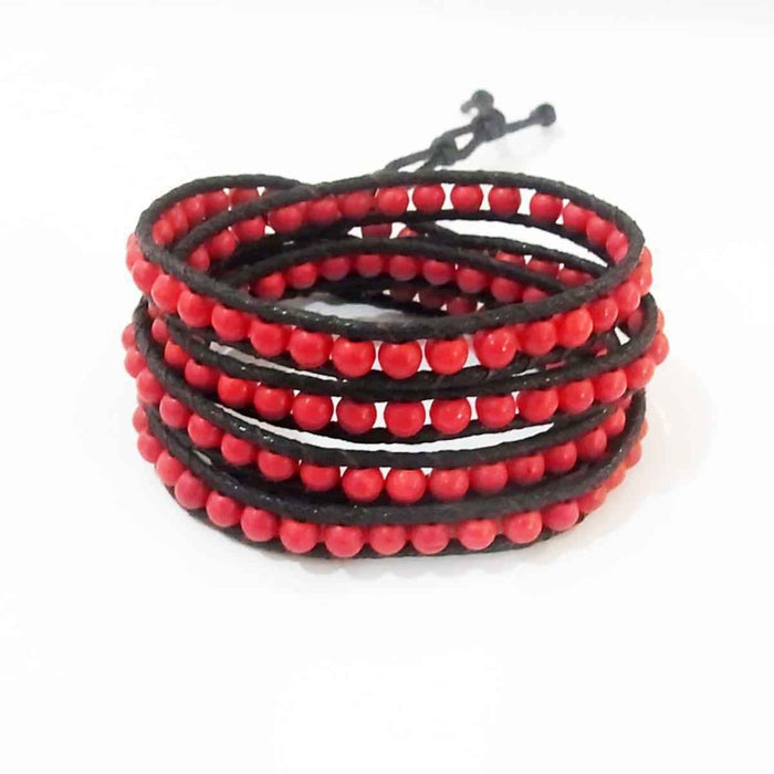 Five Wrap Leather Bracelet - Thailand