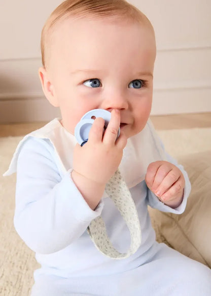 Floral Detail Embroidered Collar Velour All In One in Blue (1mth-12mths) ALL-IN-ONES from Pepa London
