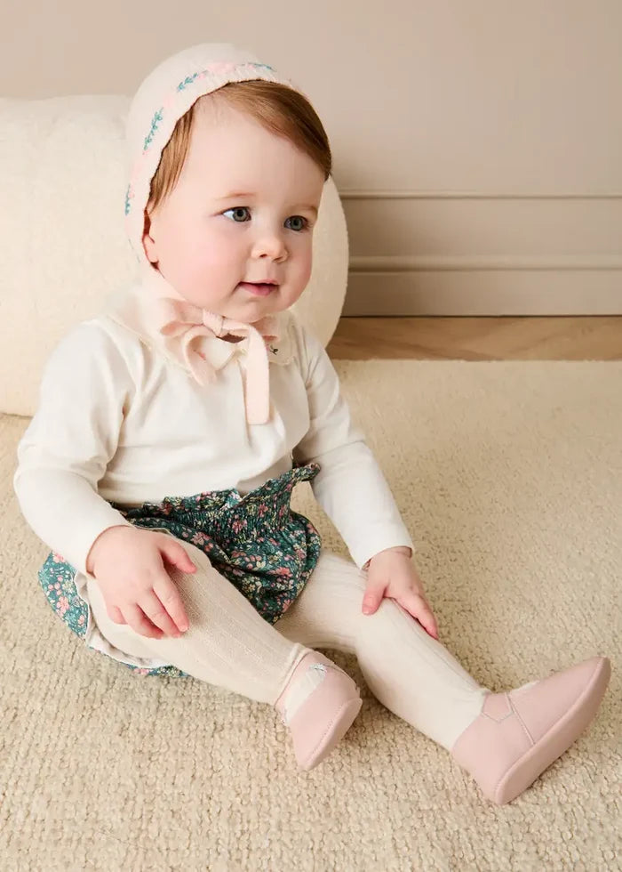 Floral Embroidered Collar Bodysuit in White (6mths-3yrs) Tops & Bodysuits from Pepa London